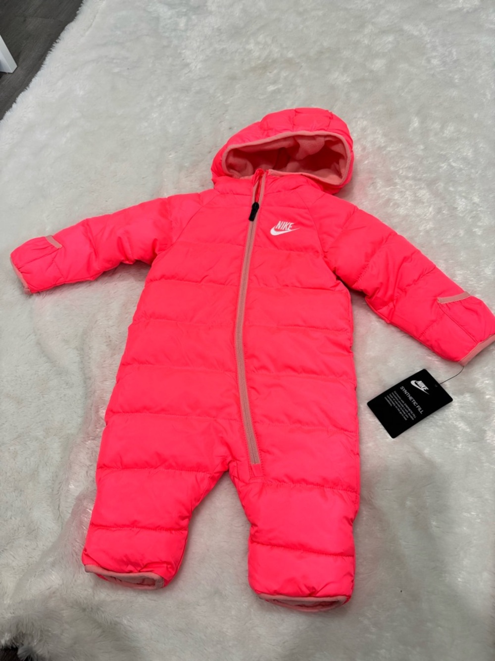 Nike NWT Infant Hot Pink Hooded Puffer One-Piece Snow Suit
